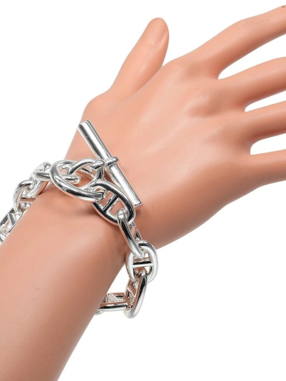 HERMES Chaine d'Ancre TGM 13 links Bracelet Silver925 121.5g Women - Picture 1 of 8